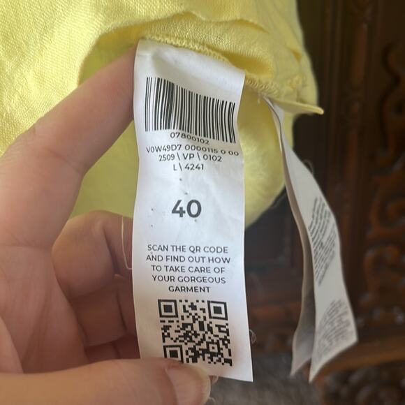 120% Lino yellow linen ruffle sleeve midi dress. - Picture 13 of 14